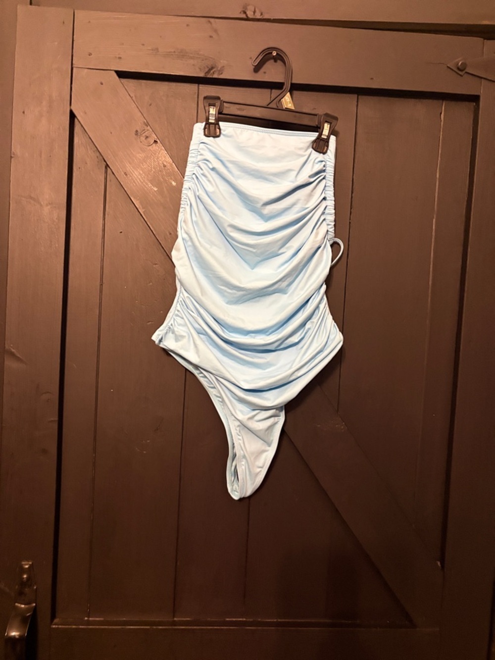 Light Blue Ruched One-Piece Swimsuit